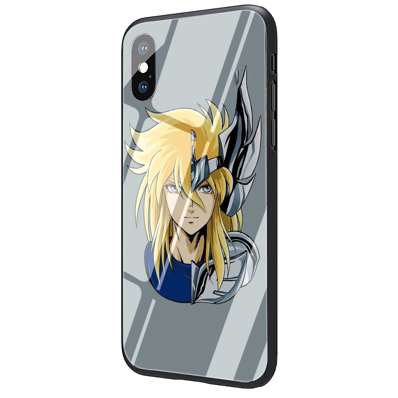 EWAU мультфильм Святого Сейя закаленное стекло чехол для телефона iPhone 5 5S SE 6 6s 7 8 Plus X XR XS 11 pro Max - Цвет: G2