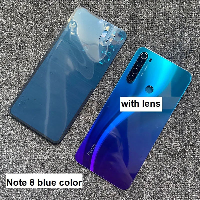6.53&quot 2019 For Xiaomi Redmi Note 8 Pro Battery Cover Back Glass Rear Door Housing Case Panel With Camera Lens Adhesive Sticker |