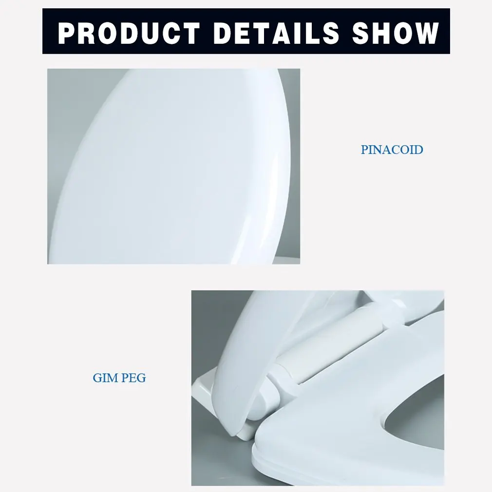 

Toilet Seat Slow Close Never Loosen PP Plastic Antiskid Toilet Lid White Toilet Seat Thick Toilet Covers