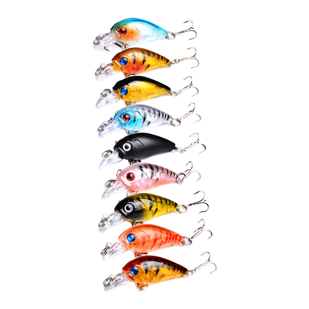 

9pcs 4.5CM Crankbait Fishing Lure 4g 3D Eyes Hook Artificial Bait Hard Plastic Topwater Fishing Tackle Anti-corrosion Fish Hooks