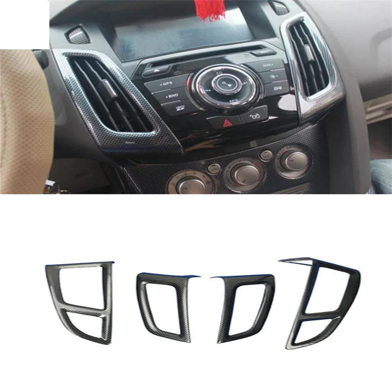 4pcs/Lot ABS Carbon Fiber Grain Front Air Conditioning Outlet Decoration Cover For 2012-2017 FORD FOCUS 3 MK3