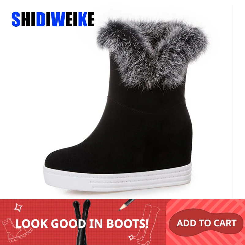 Водонепроницаемый зимние сапоги на плоской подошве Женские теплые ботинки