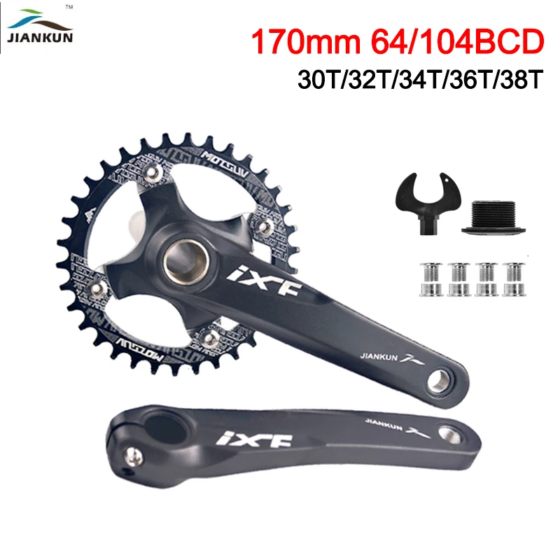 

JIANKUN MTB Bike Crankset 140BCD 170mm Chainring Crank Bottom Bracket 30t/32t/34t/36t/38t Aluminum Alloy for Shimano Giant FSA