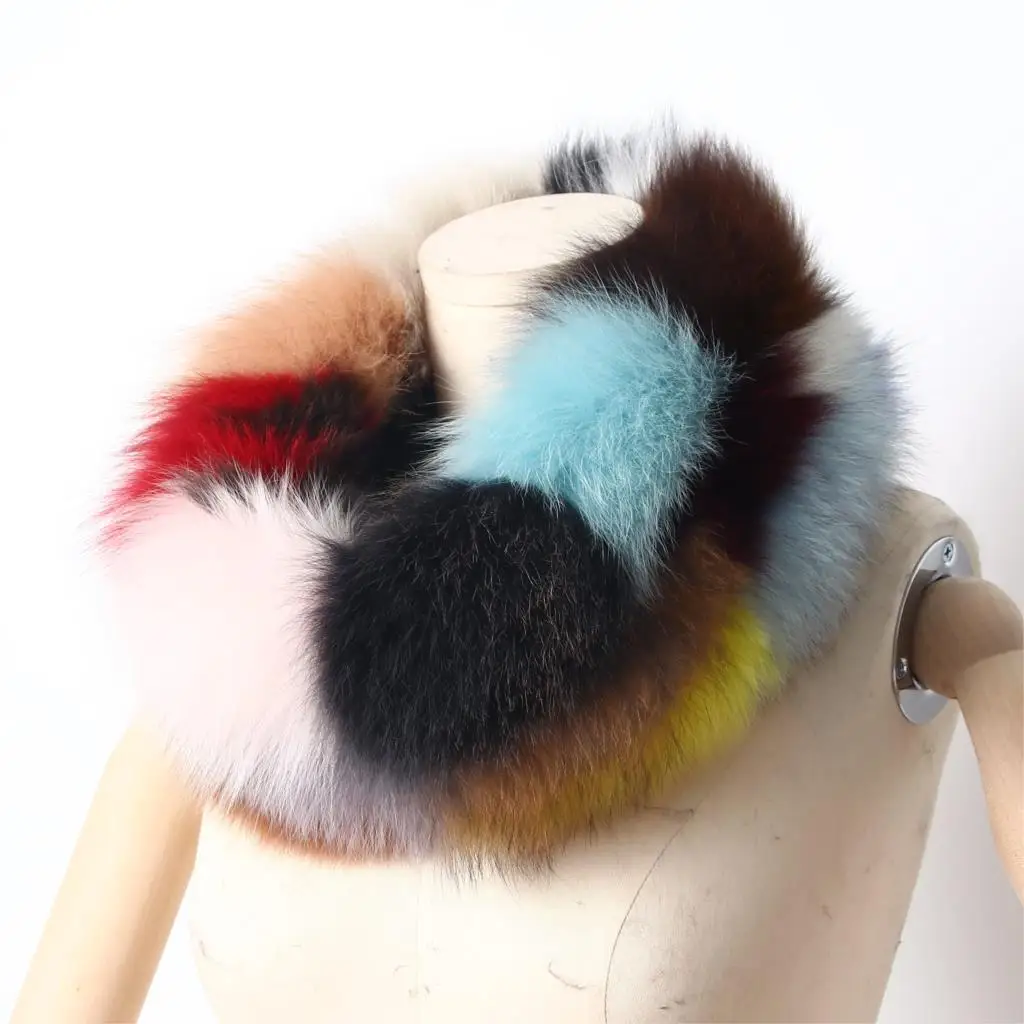 ZDFURS* популярный бренд, новинка, настоящий натуральный Лисий мех, шарфы для женщин, женский меховой шарф, кольцо, капюшон шарф-хомут, бесконечный шарф, шаль - Цвет: 4