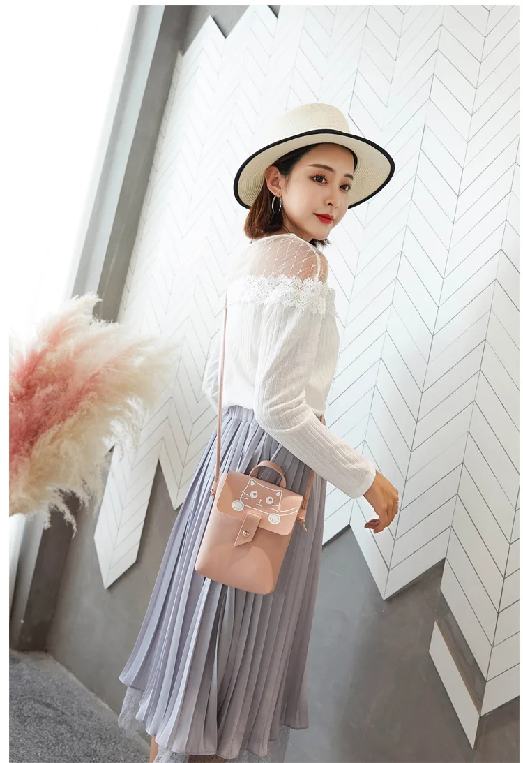 

Fashion Mini Women shoulder Bags Trendy women bag 2020 Leather Small Crossbody Bag Cute Cat Slim Ladies Phone Wallet Purse bag