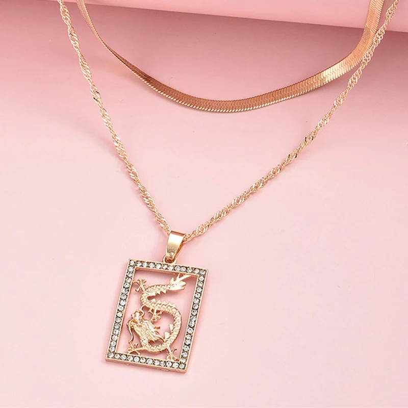 Комплект классических женских ожерелий 3 шт./компл. квадратная резная подвеска в