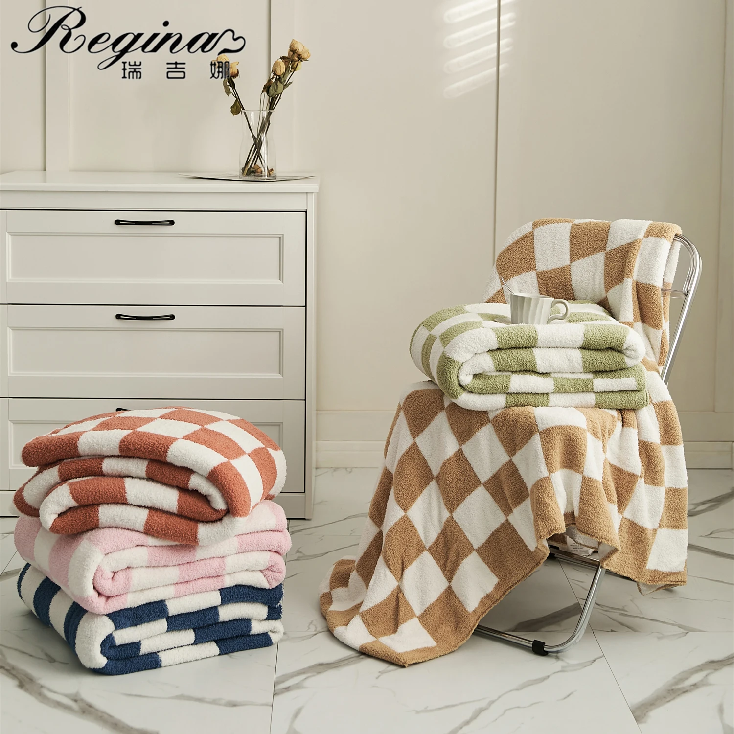 Регина бренд Downy Checkerboard Plaid одеяло пушистый мягкий казуюшный диван телевизор