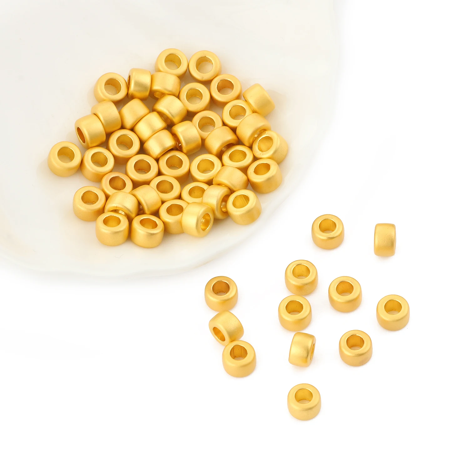 

10 шт./20 шт., матовые золотистые бусины россыпью, 6 х4 мм/7 х3 мм/6 мм/4 мм