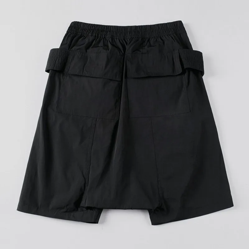 Cotton Classic Black Knee Length Harem Shorts Men Elastic Waist Shorts Cargo Short Brand Fashion Men Pockets Shorts High Quality