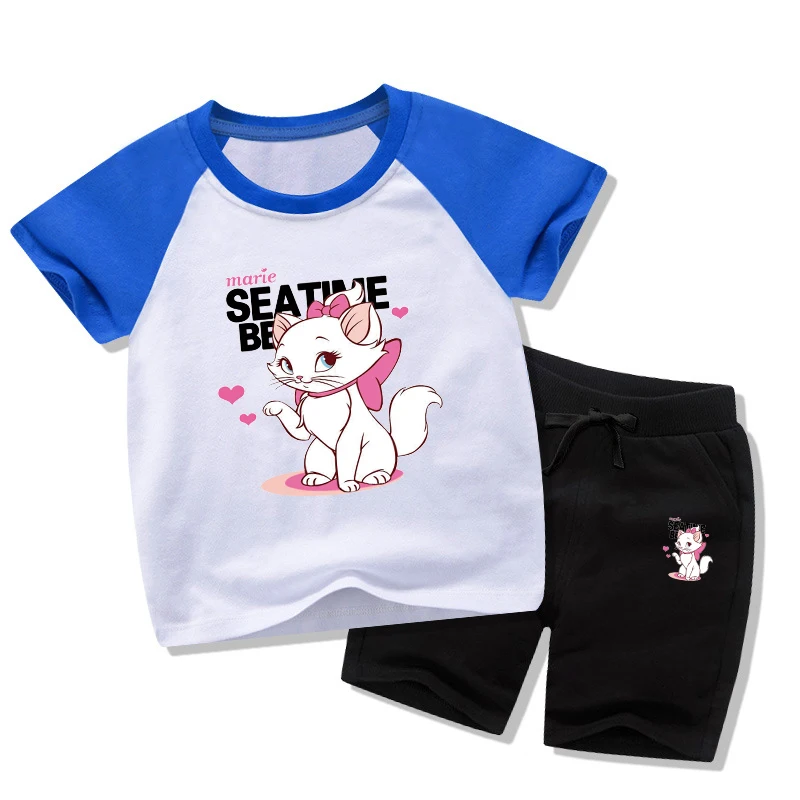 2021 Summer Boys tshirts shorts clothes Korean Baby Girls Clothing Set Children Cat Shirt And Shorts Suit 2pcs Kids Cute Clothes