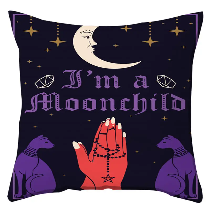 PC068-9 Boniu Moon Cat рисунок квадратная наволочка домашний дом декор подушка в богемском стиле чехол полиэстер наволочка диванные подушки - Цвет: PC068-9