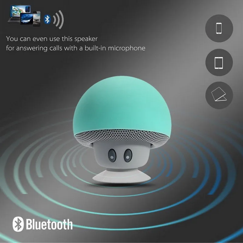 

ZUIDID Practical 6 Colors Cute Mushroom Head Bluetooth Wireless Audio With Suction Cup Mobile Phone Tablet Holder