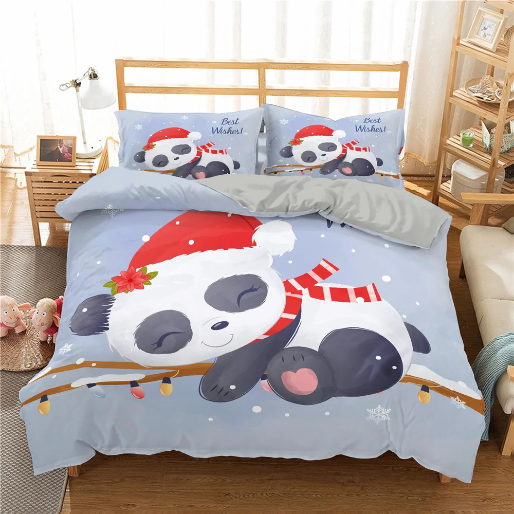 

3d Panda Bedding Set Cartoon Animal Printed Duvet Cover Set For kids Girl Home Textile Bedroom Decor Fashion Quilt Bed Set
