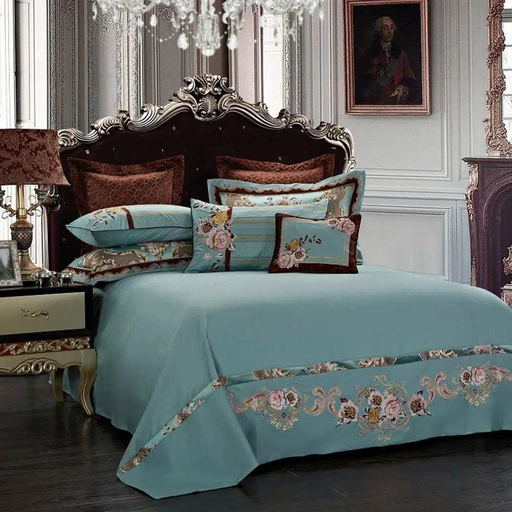 Роскошный Египетский хлопок розовый цветочный Комплект постельного белья 4 шт.