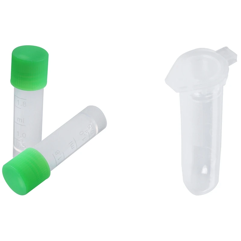 

500 Pcs Sample Preparation Round Bottom Mini Centrifuge Tubes 2Ml & 500Pcs Liquid Graduated Cryo Vial Container 1.8Ml