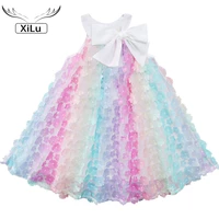 korean fashion three dimensional flower dress rainbow skirt kids dresses for girls summer clothes 2021 flower girl dresses