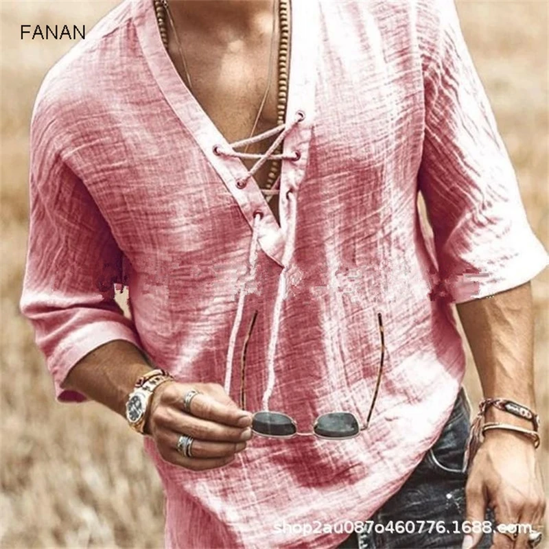 

Oversized t-shirt 2021 new men's breast tie corn sleeve