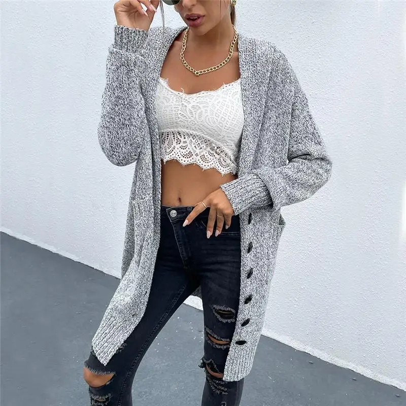 Свитер новый длинный кардиган Женская Вязаная Мягкая свободная одежда Дешевая