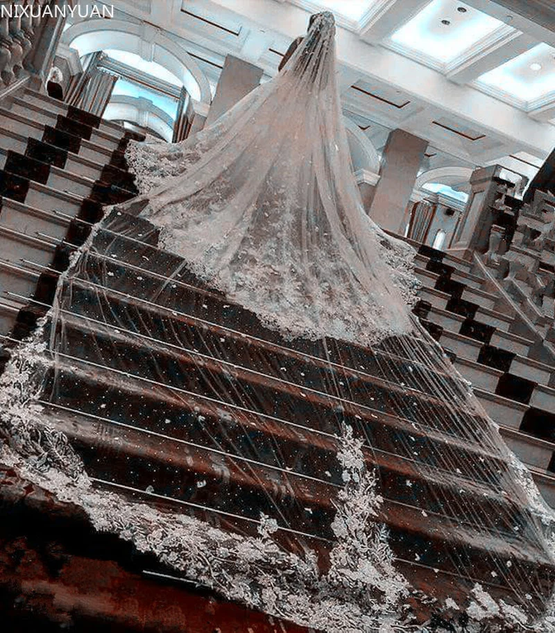 Романтичное длинное кружевное свадебное платье фата 3 м 5 собор 1 Слои Фата с