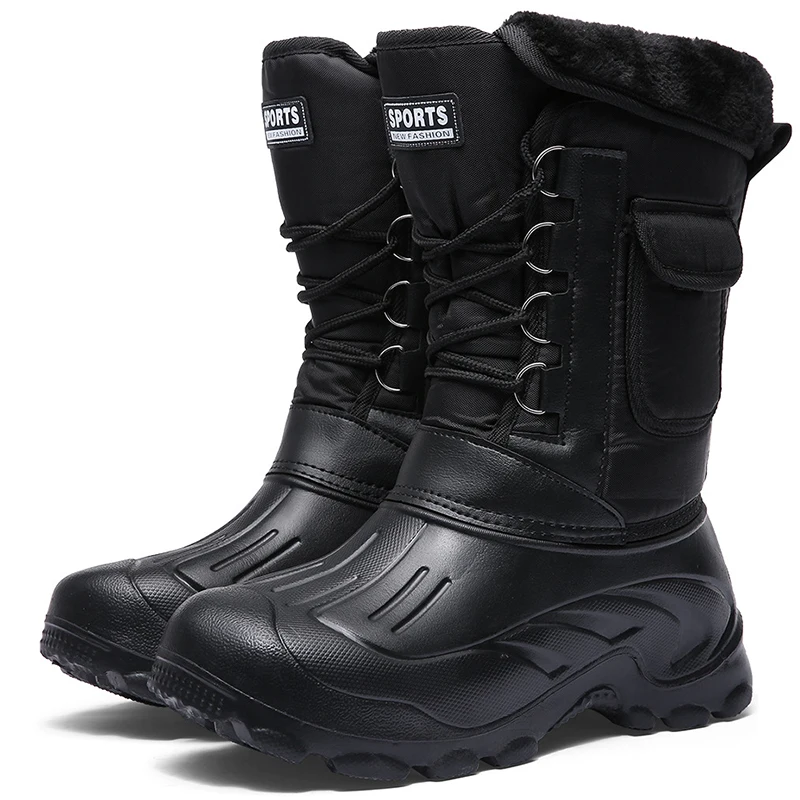 Мужские зимние ботинки до середины икры рыболовные плюшевые теплые Мужская