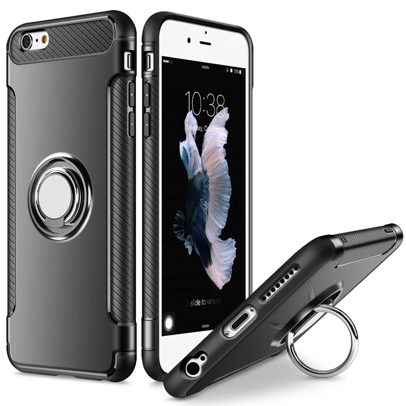 Черный Чехол с поворотом на 360 градусов для iPhone 11 Pro Max SE 5 5S 6 6S 7 8 Plus X XS Max XR, автомобильный держатель, Магнитный чехол с присоской - Цвет: Черный