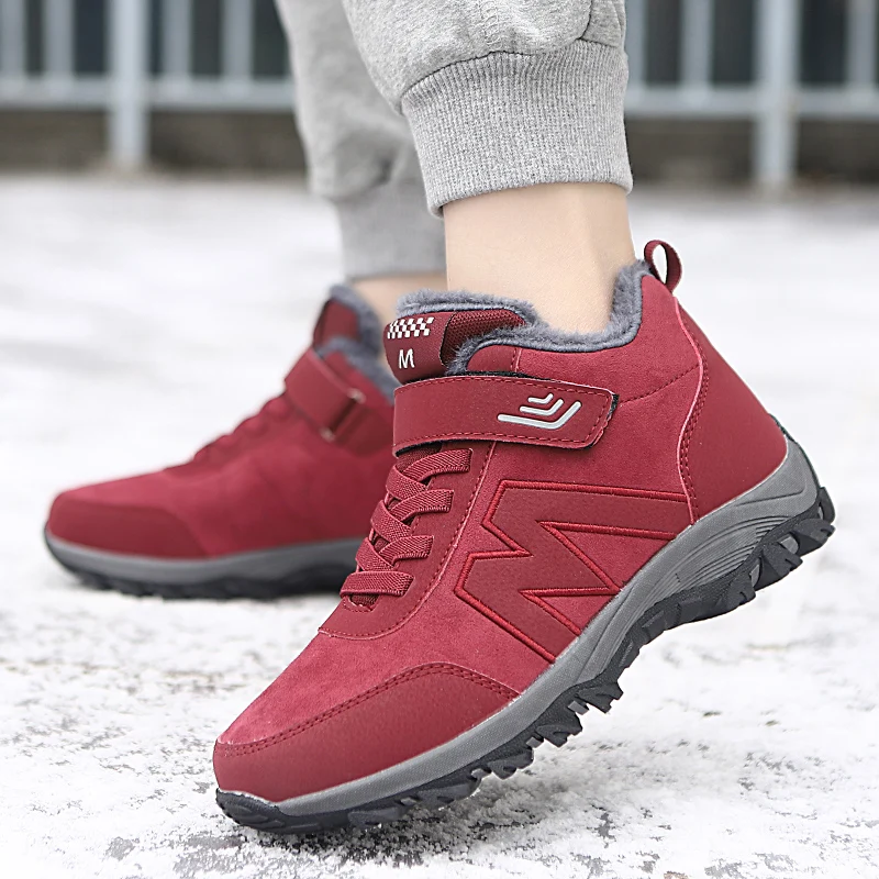 Winter Man Woman Outdoor Casual Short Boots Hiking Boots Snow Boots Plus Velvet Warm Magic Sticker Wearsistance Cotton Footwear
