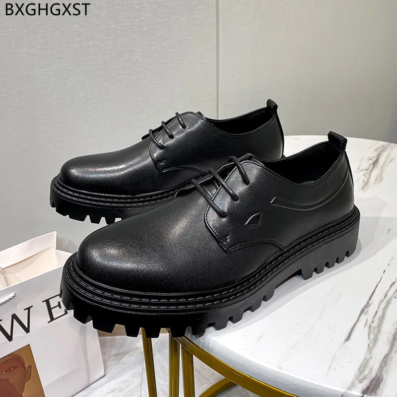 

Black Casual Business Shoes Men Elegant Men’s Dress Shoes Platform Leather Shoes for Men Office 2022 Sapato Social Masculino