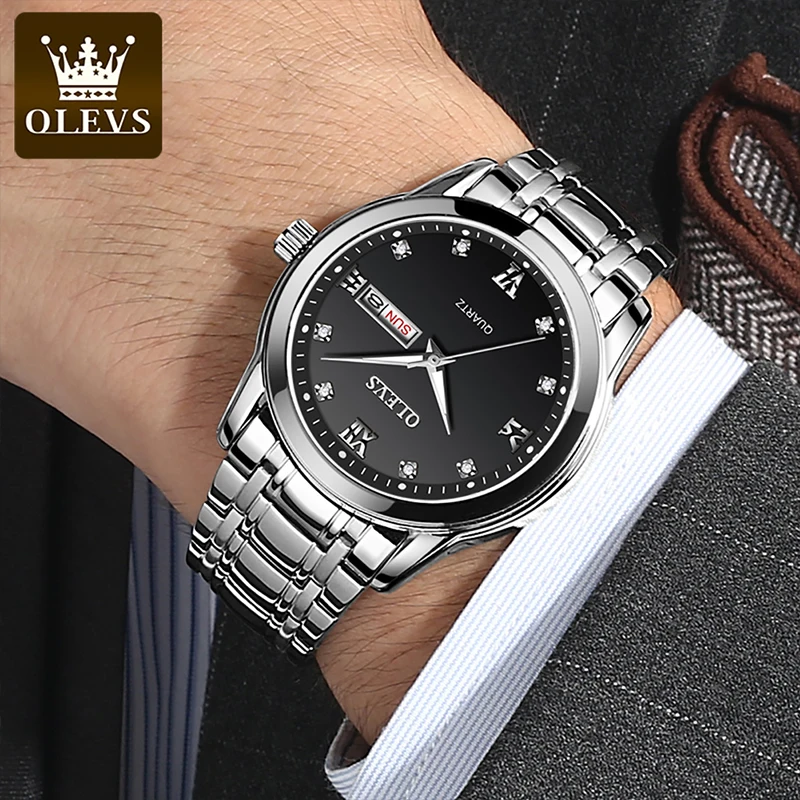 OLEVS New Quartz Men's HD Luminous 30 Meter Water Resistant Watch Digital Scale Simple Business Single Calendar Watches 8691 | Наручные