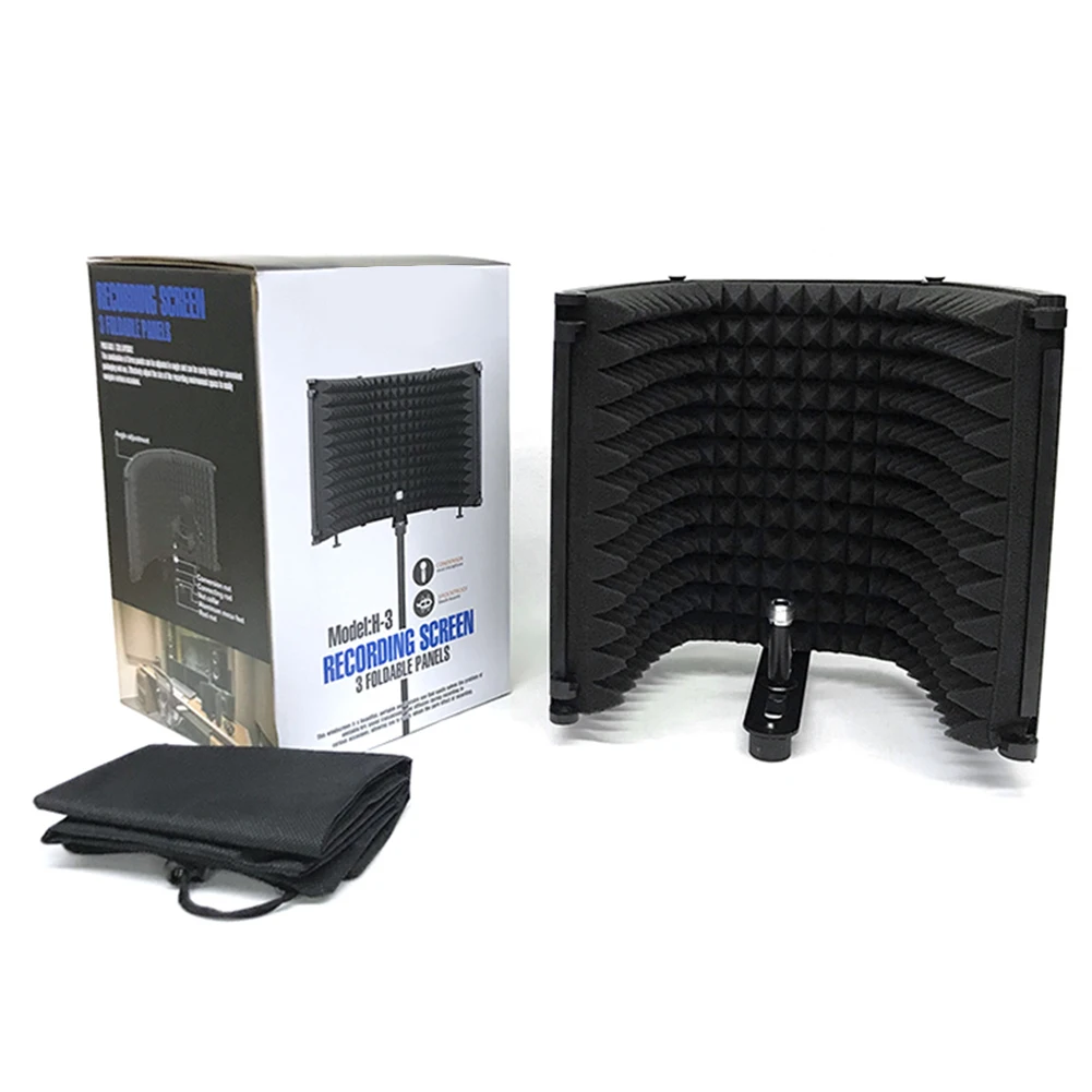 

Studio Cover Panel Recording Equipment Noise Reduction Adjustable Angle Wind Screen Foldable ABS Microphone Isolation Shield