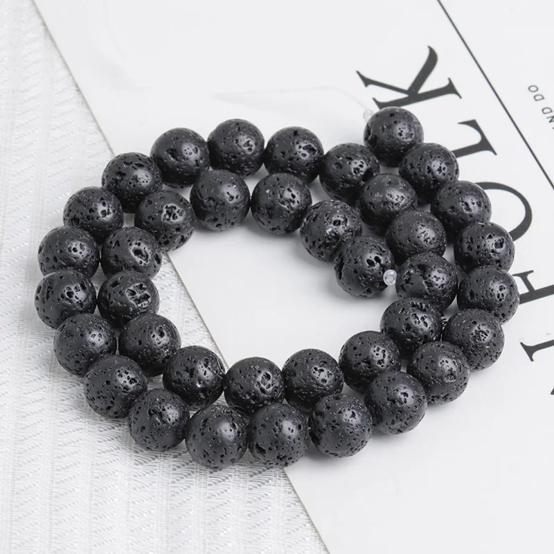 

4-10MM Natural Stone Black Lava Diffuser Essential Oil Beads Volcanic Stone Round Loose Beads for DIY Charm Jewelry Making Acces