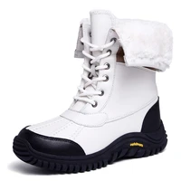 womans pink leather snow boots waterpoof cold defying winter boots feet warmer outdoor fishing high top sneaker shoes 2021 new