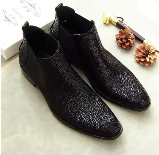 Новинка сезон осень зима ботинки из натуральной кожи с острым носком Челси без