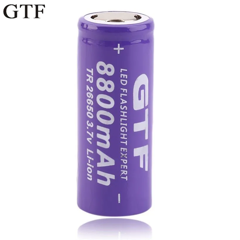 

Gtf 3.7 v 26650 8800mah lithium-ion rechargeable battery for flat-plate droplet delivery of led flashlight lithium-ion battery