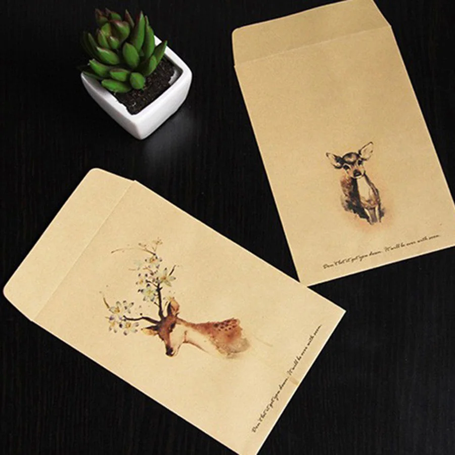 10 шт. конверт с оленем/оленем открытка на день рождения подарки годовщину
