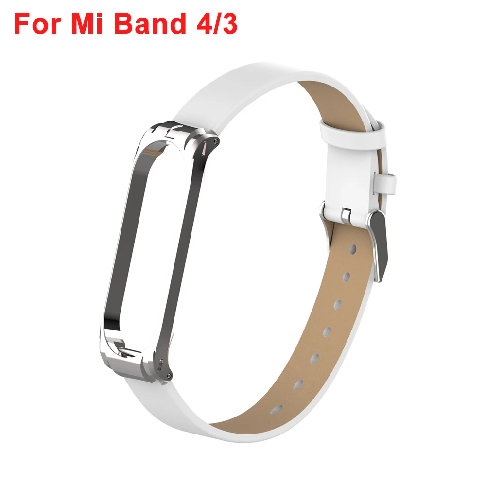 White For Band 4 Yuedaer для Xiaomi mi Band 3 4 фитнес-трекер цветной кожаный mi Band 4 3 ремешок черный золотой чехол Модный браслет напульсники - Цвет: White For Band 4