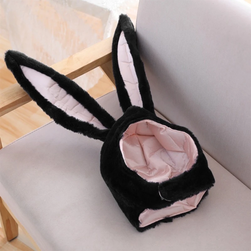 

Women Men Funny Plush Bunny Ears Hood Hat Cute Rabbit Eastern Cosplay Costume Accessory Headwear Halloween Party Props