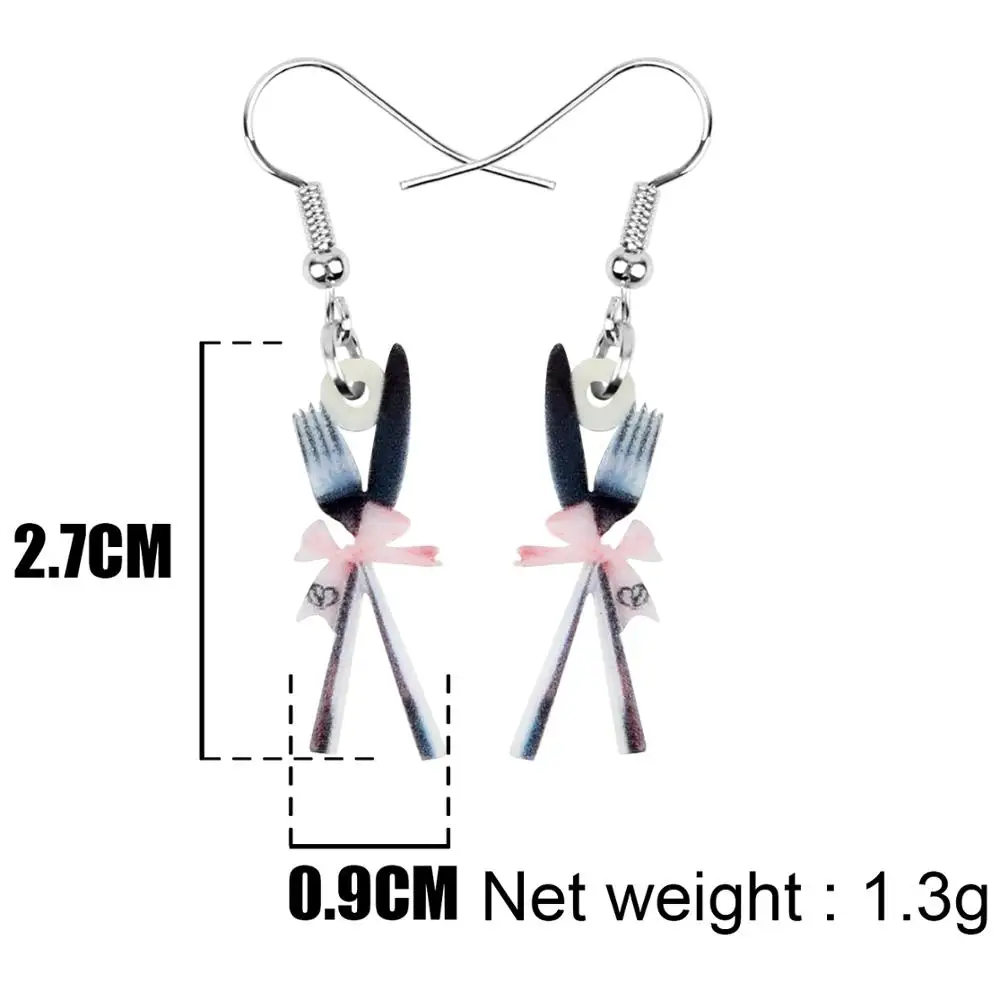 WEVENI Acrylic knife Fork Earrings Realistic Long Lightweigh Dangle Drop Jewelry For Women Girls Teens Novelty Gift Accessories | Украшения
