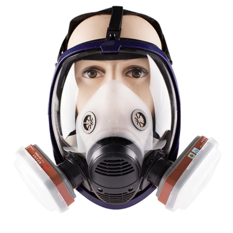 Máscara de Gás Protetora com Capuz 6800 com Filtros de Carbono Pintura Respirador Cartucho Grande Vista Completa Tela Gás Orgânicos Químicos 6 filtros de carbono cartucho grande vista completa