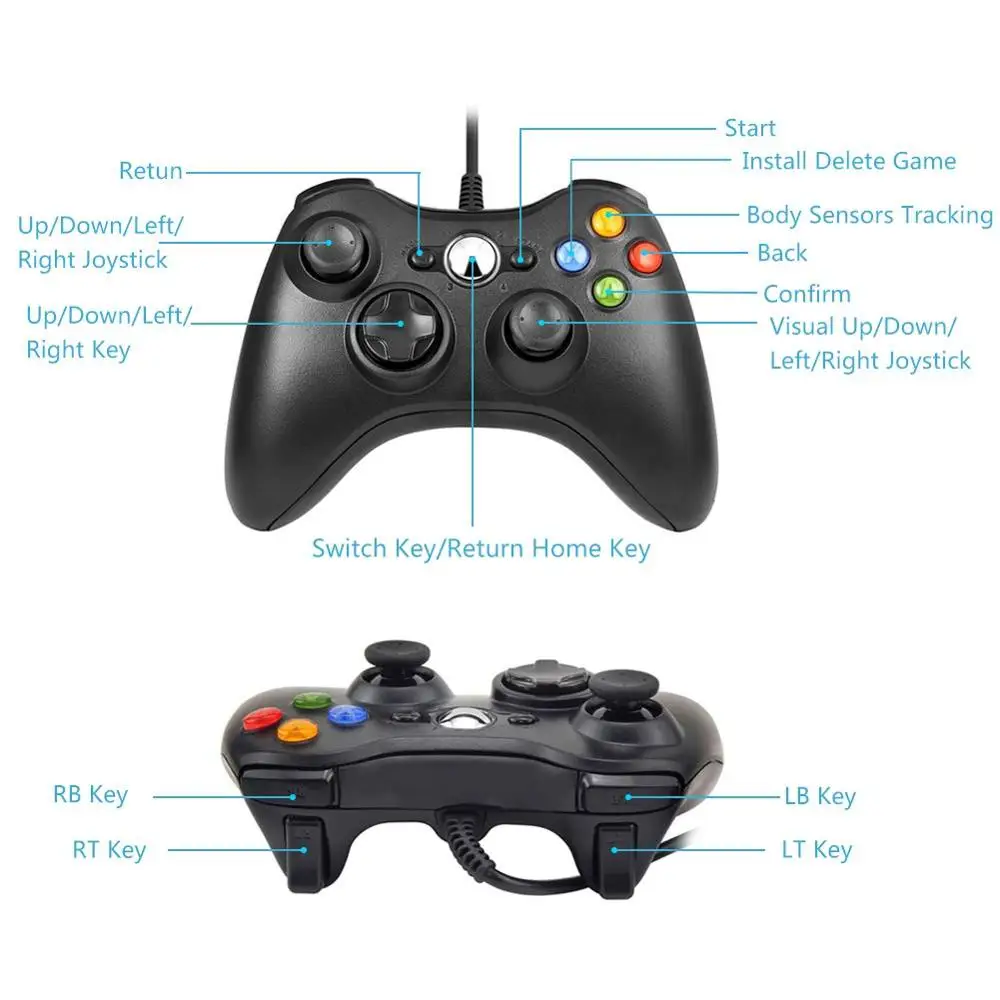 Проводной геймпад для Xbox 360 с поддержкой Win7/10 джойстик консоли XBOX Slim/Fat/E игровой