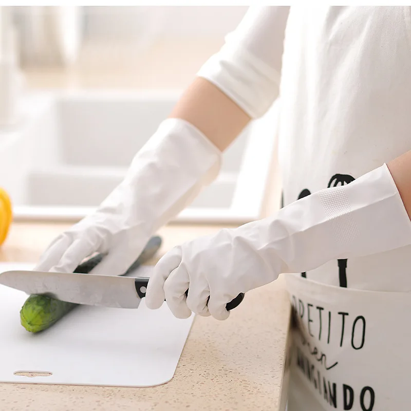 1 пара резиновые хозяйственные перчатки для мытья посуды очистки длинные Кухня