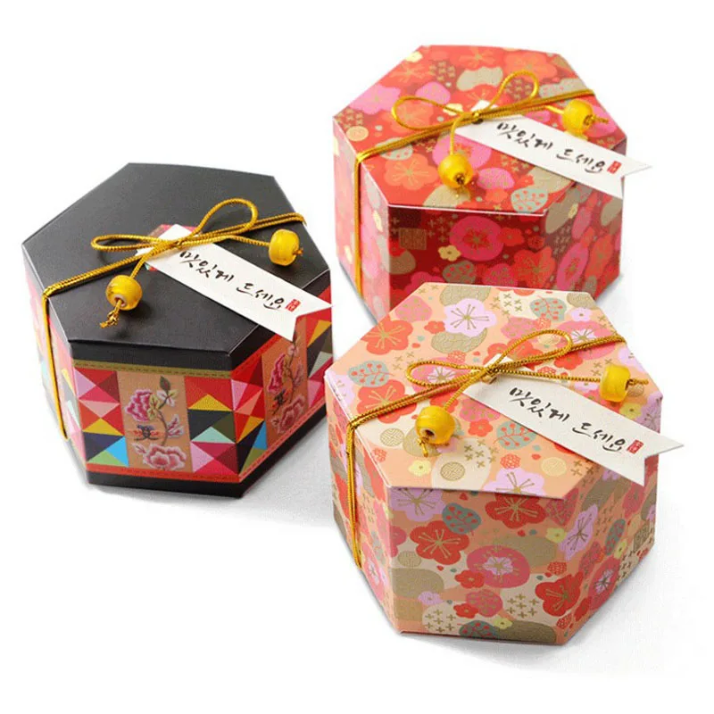 10 шт. сливы цветока подарок Коробки складной Бумага коробка для свадебных конфет