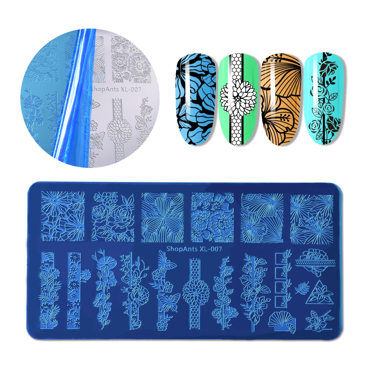 6x12 см геометрические пластины для штамповки ногтей прямоугольные Цветочные