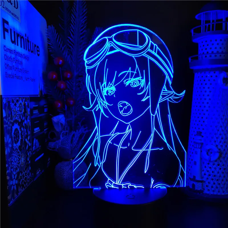 

Bakemonogatari Anime Figure 3D Lamp Home Decoration Lighting Oshino Shinobu Manga Xmas Gifts Lunimaria LED Lampara Decor Lampe