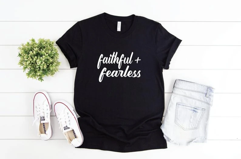 

Верная и Бесстрашная Футболка-рубашка для брака, Иисуса, христианской веры, Креста, религиозной церкви, веры, любви, изящности-K637