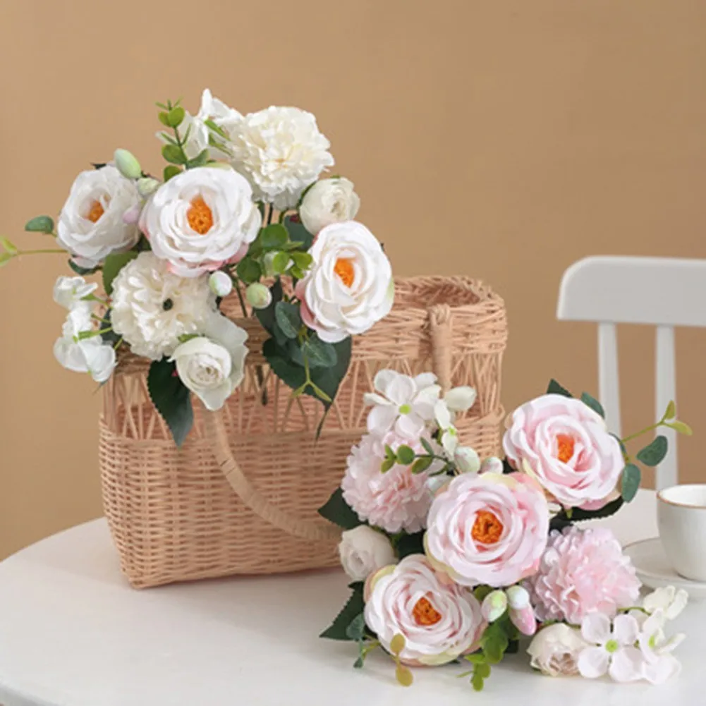 

Artificial Silk 1 Bunch French Rose Floral Bouquet Fake Flower Arrange Table Daisy Wedding Flowers Decor Party Accessory Flores