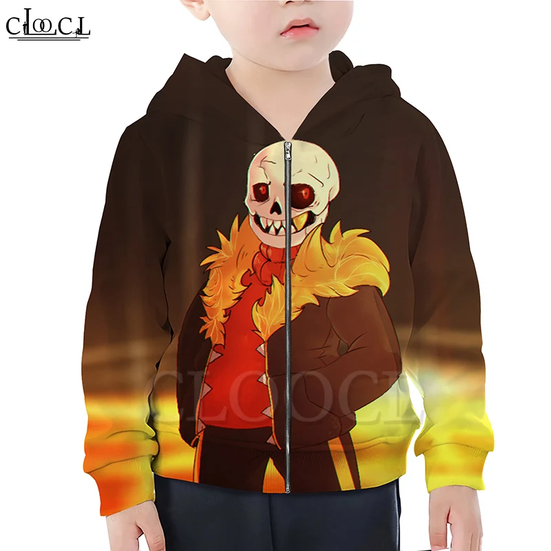 

CLOOCL Game Undertale Sans Boy Girl Zipper Hoodie 3D Print Children Zipper Hooded Family Fitted Clothing Casual Streetwear Tops