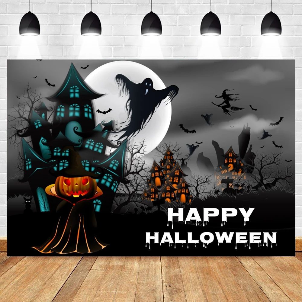 

Yeele Halloween Backdrop Photocall Moon Castle Ghost Pimpkin Light Party Decor Photography Background Photo Studio Photographic