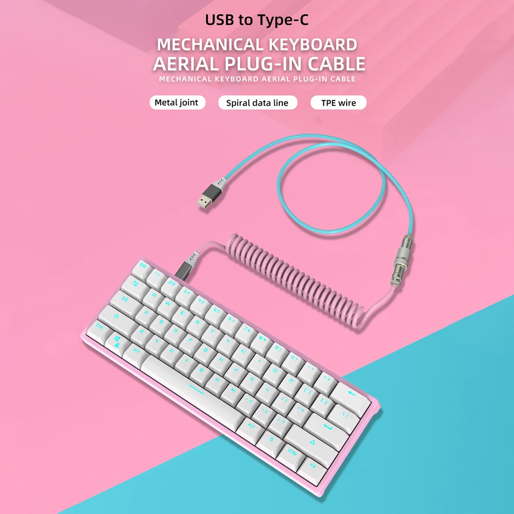 

Механическая клавиатура авиационный кабель спиральный тип-C USB авиационный соединитель провод персонализированный кабель для клавиатуры ...