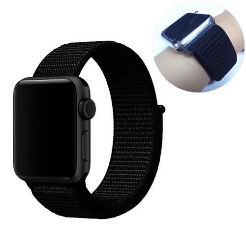 8-pure black Ремешок для спортивных часов для apple watch, ремешок 42 мм, 38 мм, версия apple watch 5/4/3/2/1 наручных часов iwatch, ремешок 44 мм 40 мм двухслойный нейлоновый переплет ремешок для часов - Цвет ремешка: 8-pure black