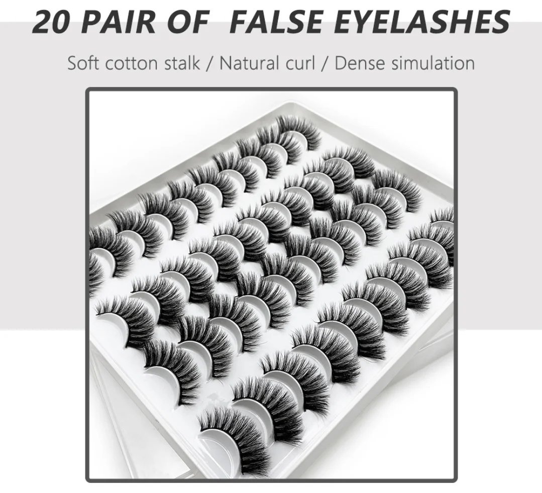 

NEW 20 Pairs Natural False Eyelashes Fake Lashes Long Makeup 3d Mink Lashes Extension Eyelash Mink Eyelashes for Beauty